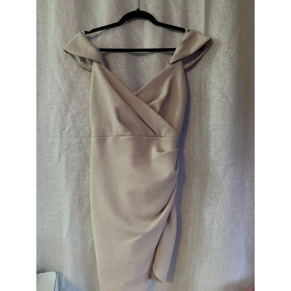 Elegant Beige Shoulder Cocktail Dress Evening Party Formal Special Occasion